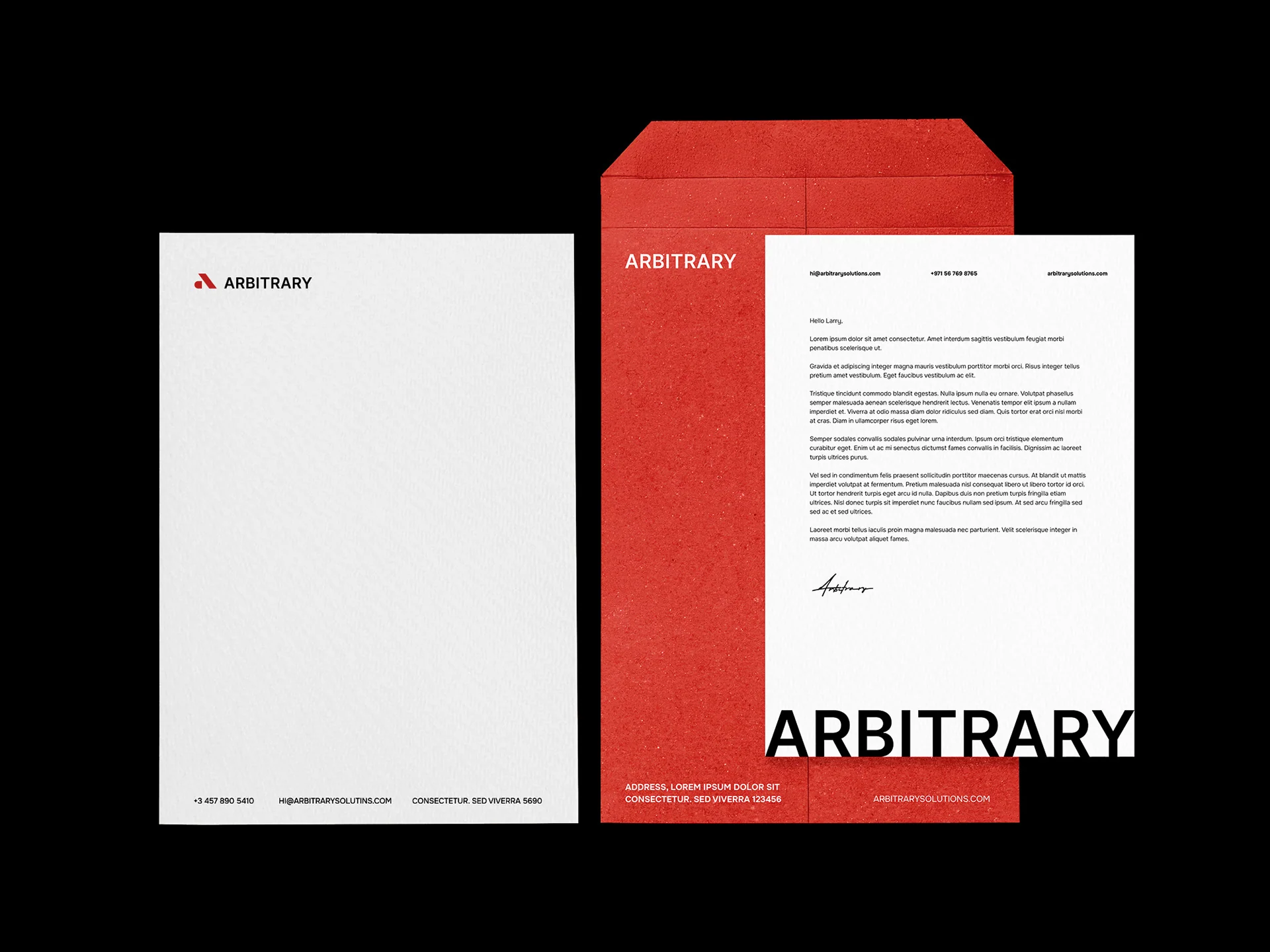 Arbitrary stationery system in black, white and red