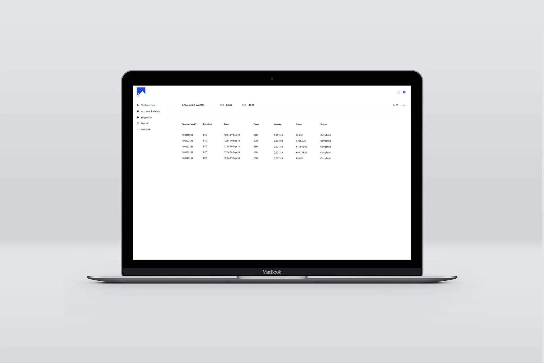 Cryptocurrency Exchange UI/UX project image